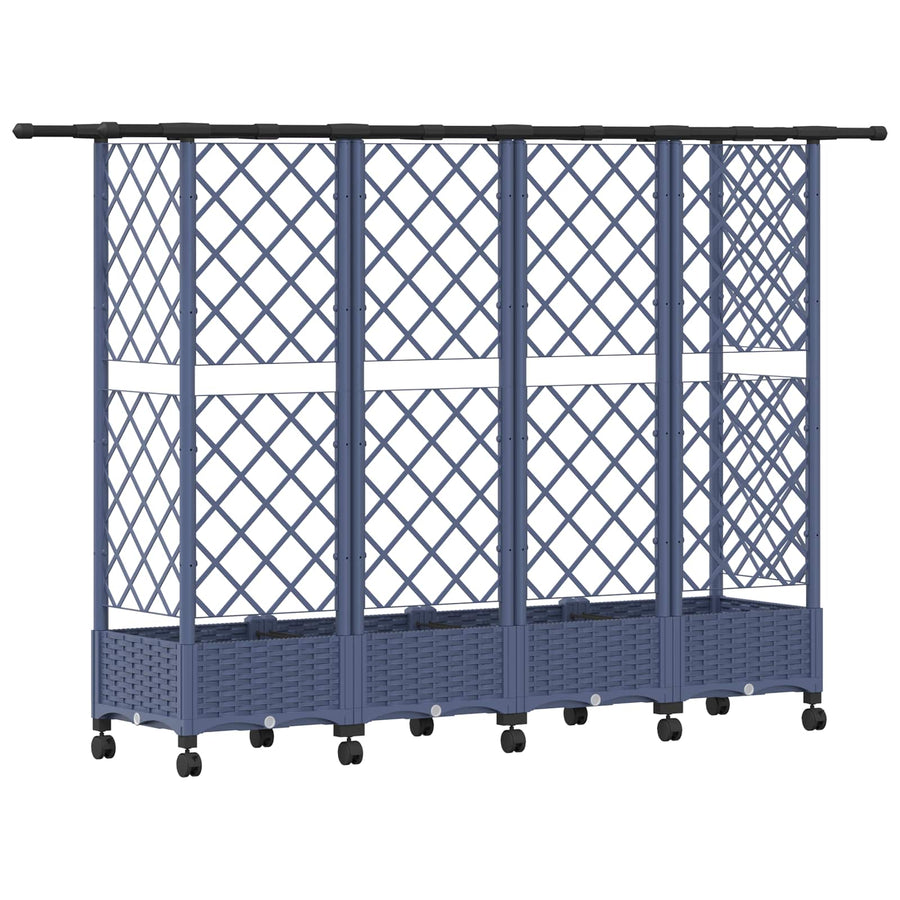 Verhoogd Bed met Trellis en Dak Grijs 202,5 x 40 x 127 cm PP