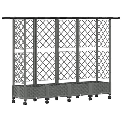 Verhoogd Bed met Trellis en Dak Lichtgrijs 202,5 x 40 x 127 cm