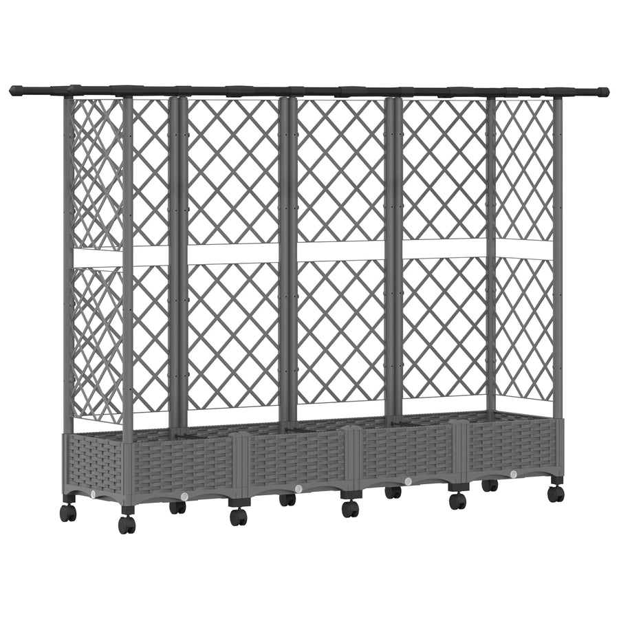 Verhoogd Bed met Trellis en Dak Lichtgrijs 202,5 x 40 x 127 cm