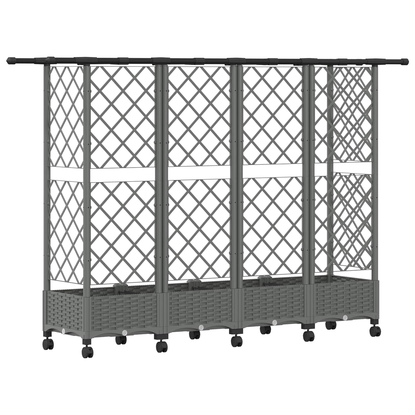 Verhoogd Bed met Trellis en Dak Lichtgrijs 202,5 x 40 x 127 cm