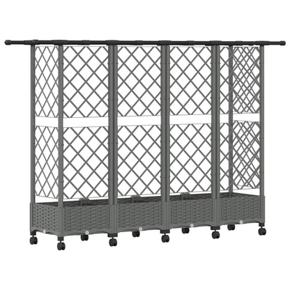 Verhoogd Bed met Trellis en Dak Lichtgrijs 202,5 x 40 x 127 cm