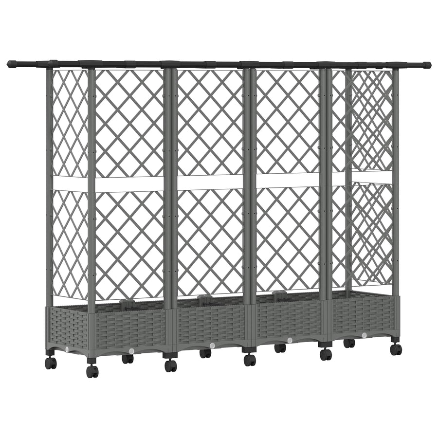 Verhoogd Bed met Trellis en Dak Lichtgrijs 202,5 x 40 x 127 cm