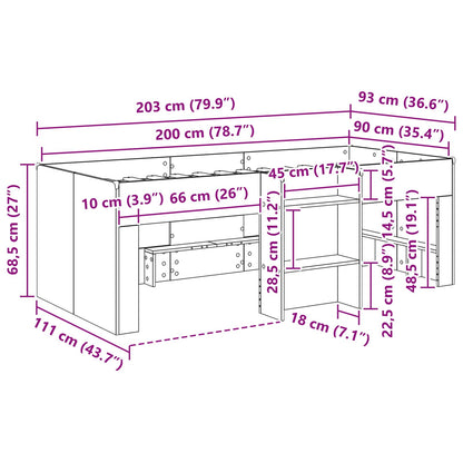 Kinder Hoogslaper 2 pcs Zwart eiken 90 x 200 cm Bewerkt hout