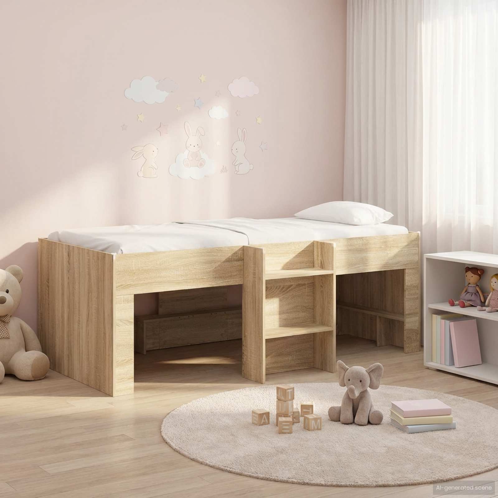 Kinderloftbed met ladder Sonoma 90 x 200 cm Geconstrueerd hout