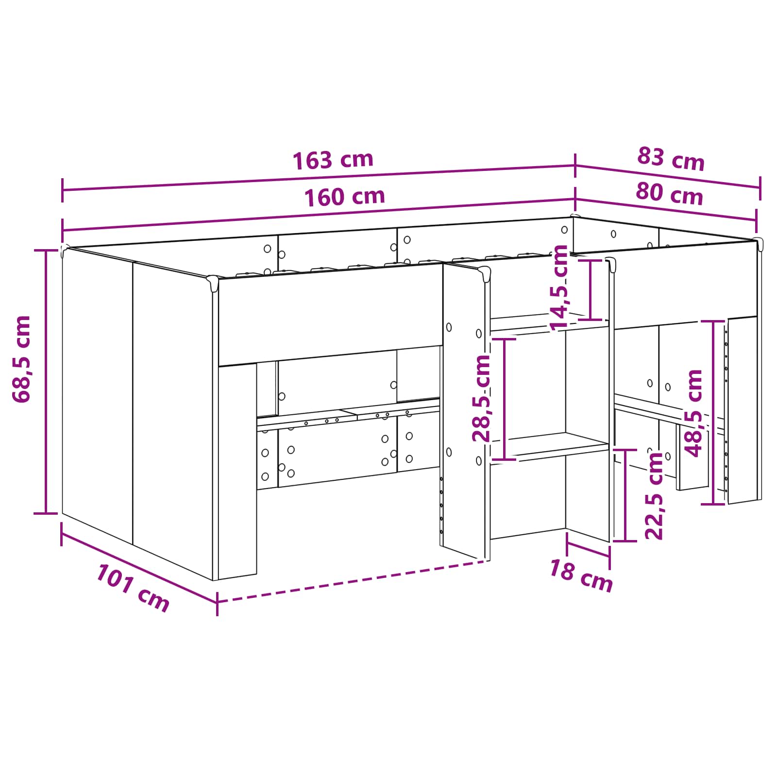 Kinder Hoogslaper 2 pcs Sonoma 163 x 101,1 x 68,5 cm
