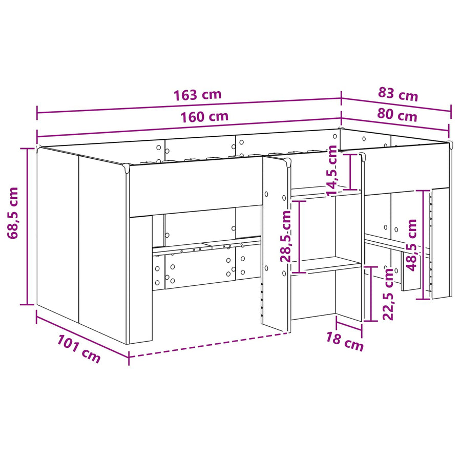Kinder Hoogslaper 2 pcs Sonoma 163 x 101,1 x 68,5 cm