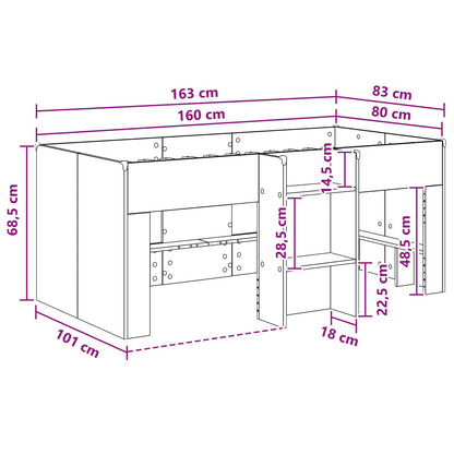 Kinder Hoogslaper 2 pcs Grijs Sonoma 163 x 101,1 x 68,5 cm