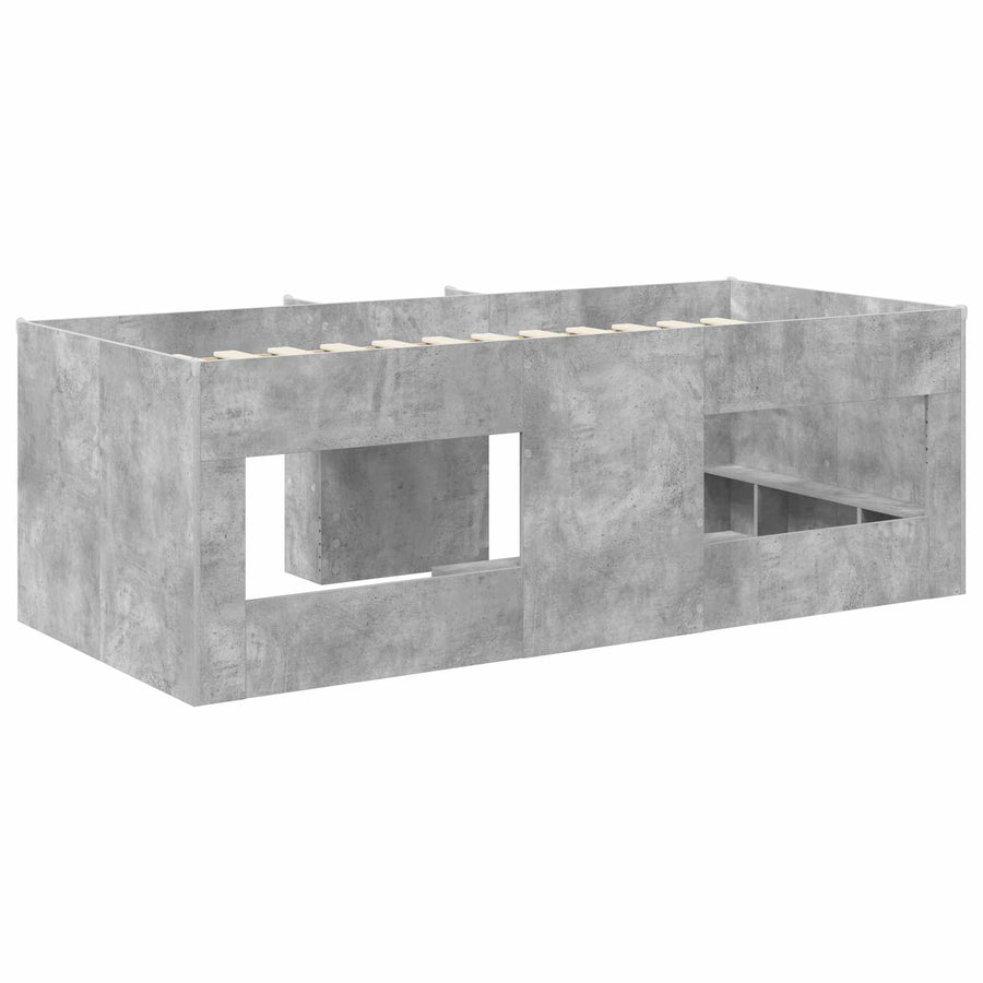 Kinder Hoogslaper 2 pcs Betongrijs 90 x 190 cm Bewerkt hout