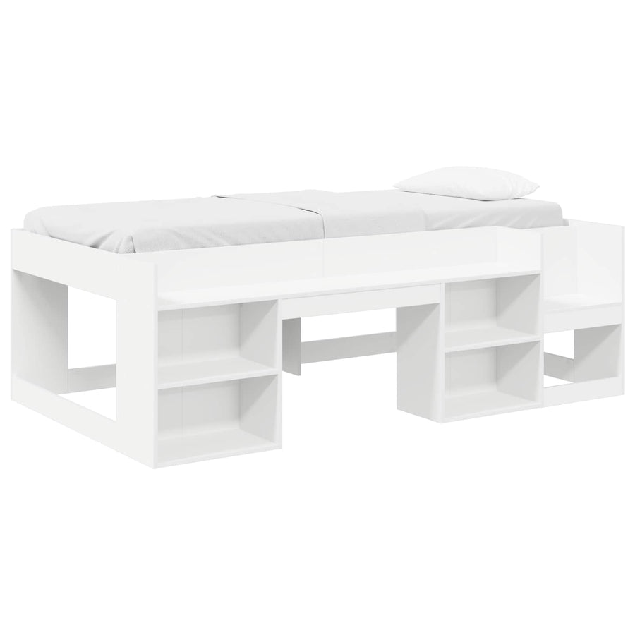 Jeugd bedframe met opbergruimte Wit 80 x 200 cm Bewerkt hout