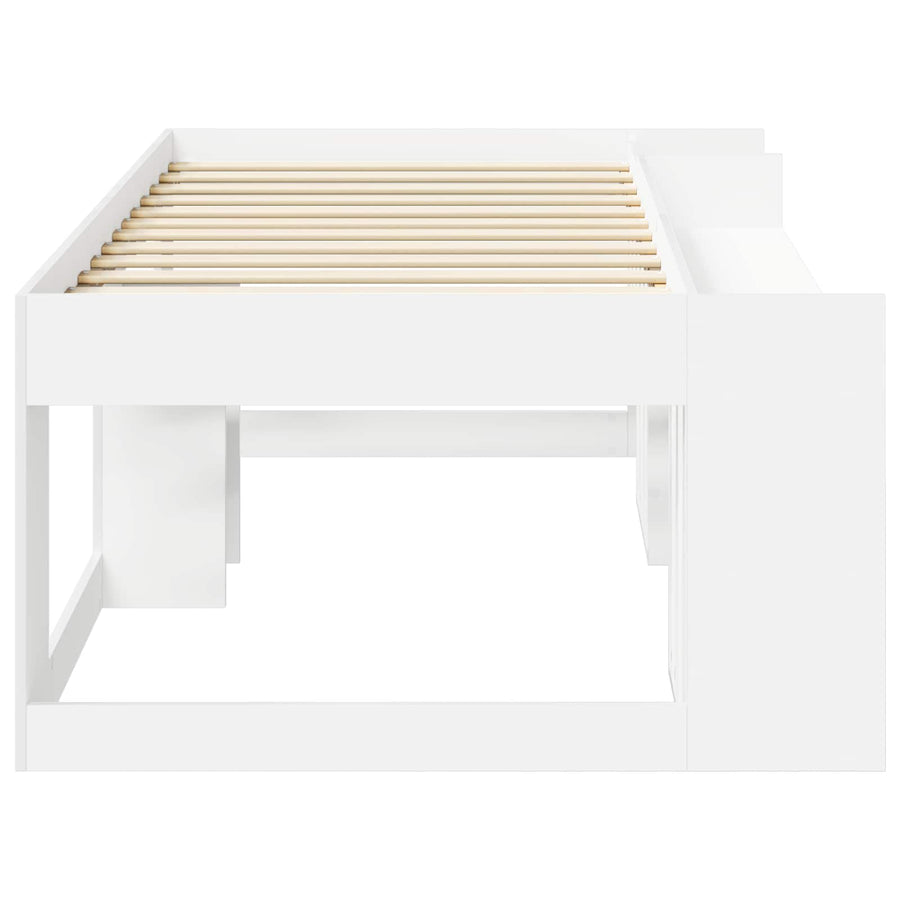 Jeugd bedframe met opbergruimte Wit 80 x 200 cm Bewerkt hout