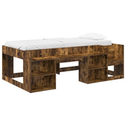 Bedframe 80x200 cm gerookt eiken met opbergruimte