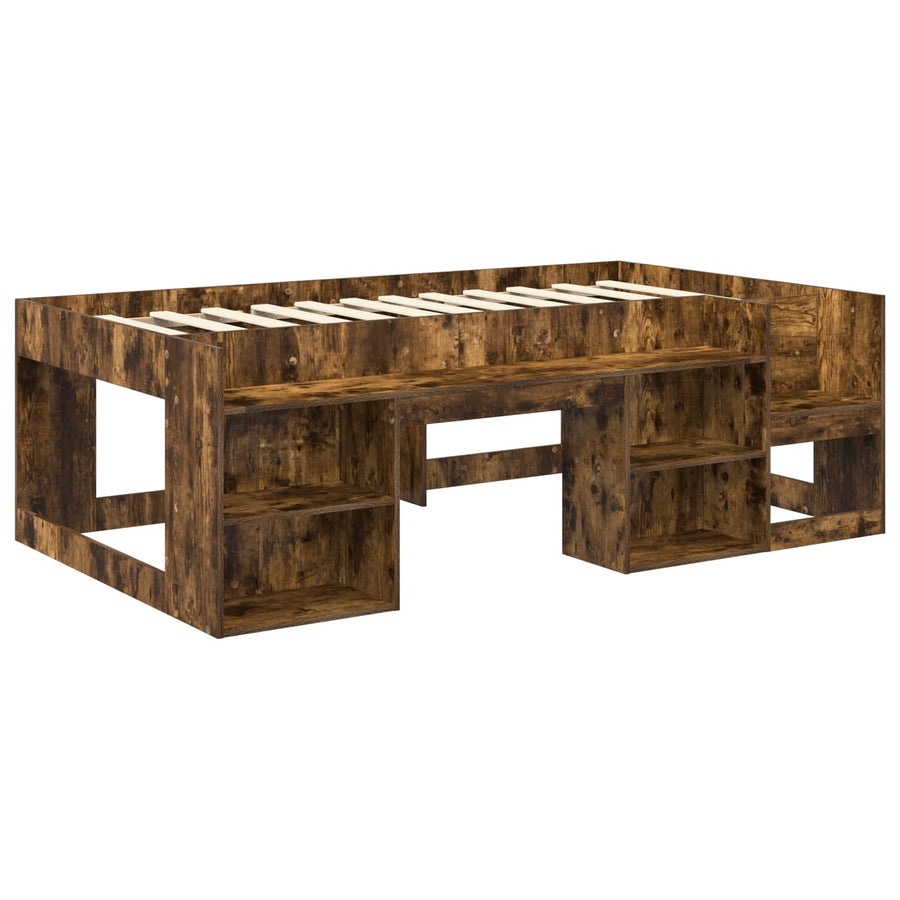 Jeugd bedframe met opbergruimte Gerookt eiken 80 x 200 cm