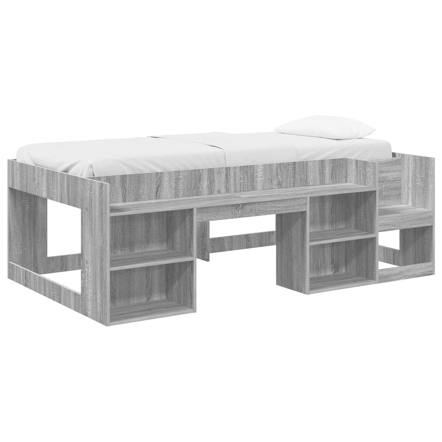 Jeugd bedframe met opbergruimte Grijs Sonoma 80 x 200 cm