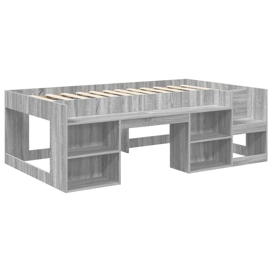 Jeugd bedframe met opbergruimte Grijs Sonoma 80 x 200 cm