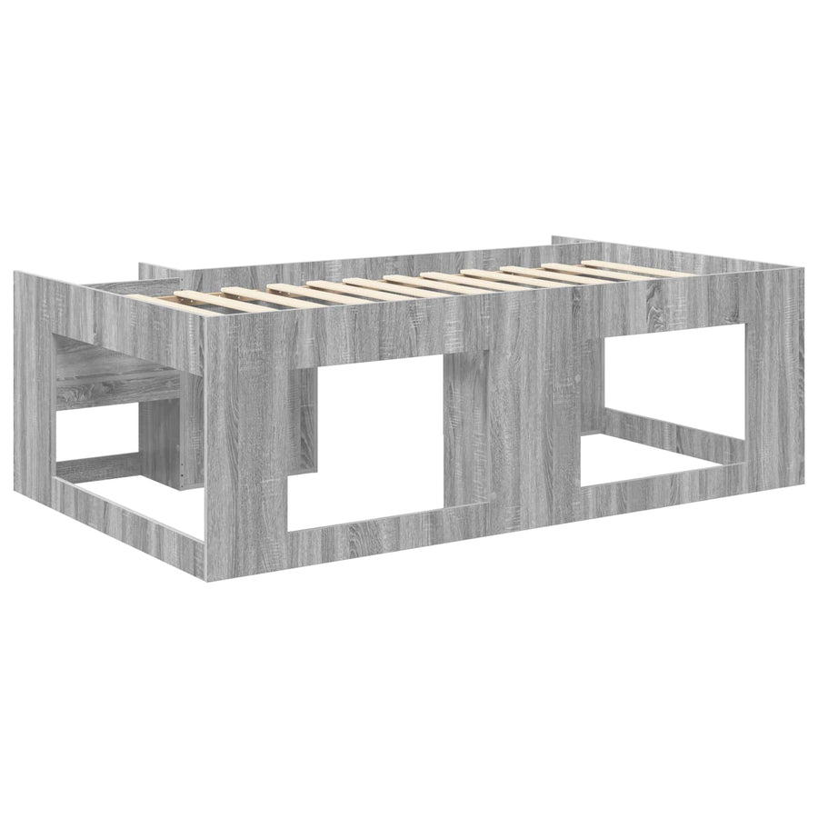 Jeugd bedframe met opbergruimte Grijs Sonoma 80 x 200 cm