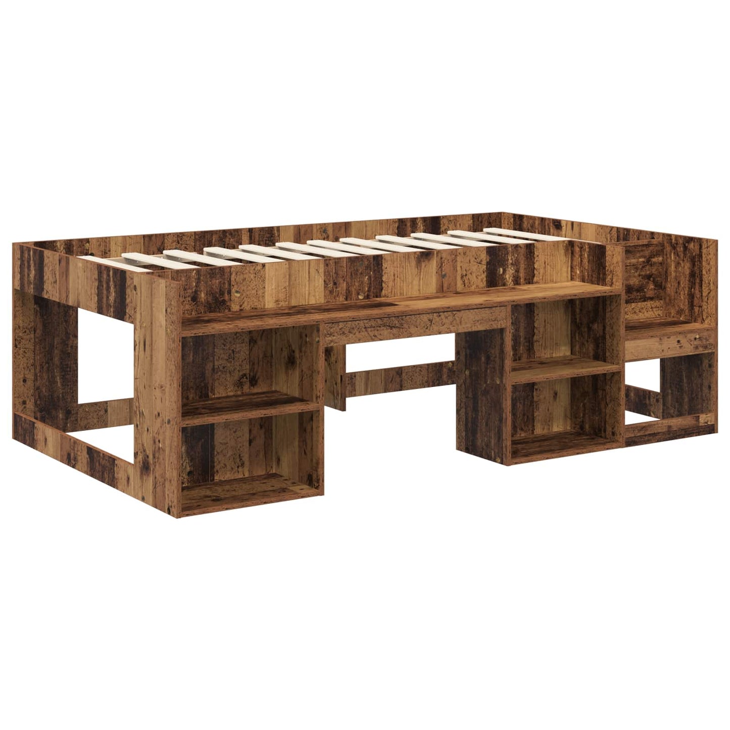 Jeugd bedframe met opbergruimte Oud hout 80 x 200 cm