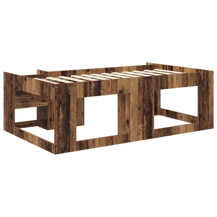 Jeugd bedframe met opbergruimte Oud hout 80 x 200 cm