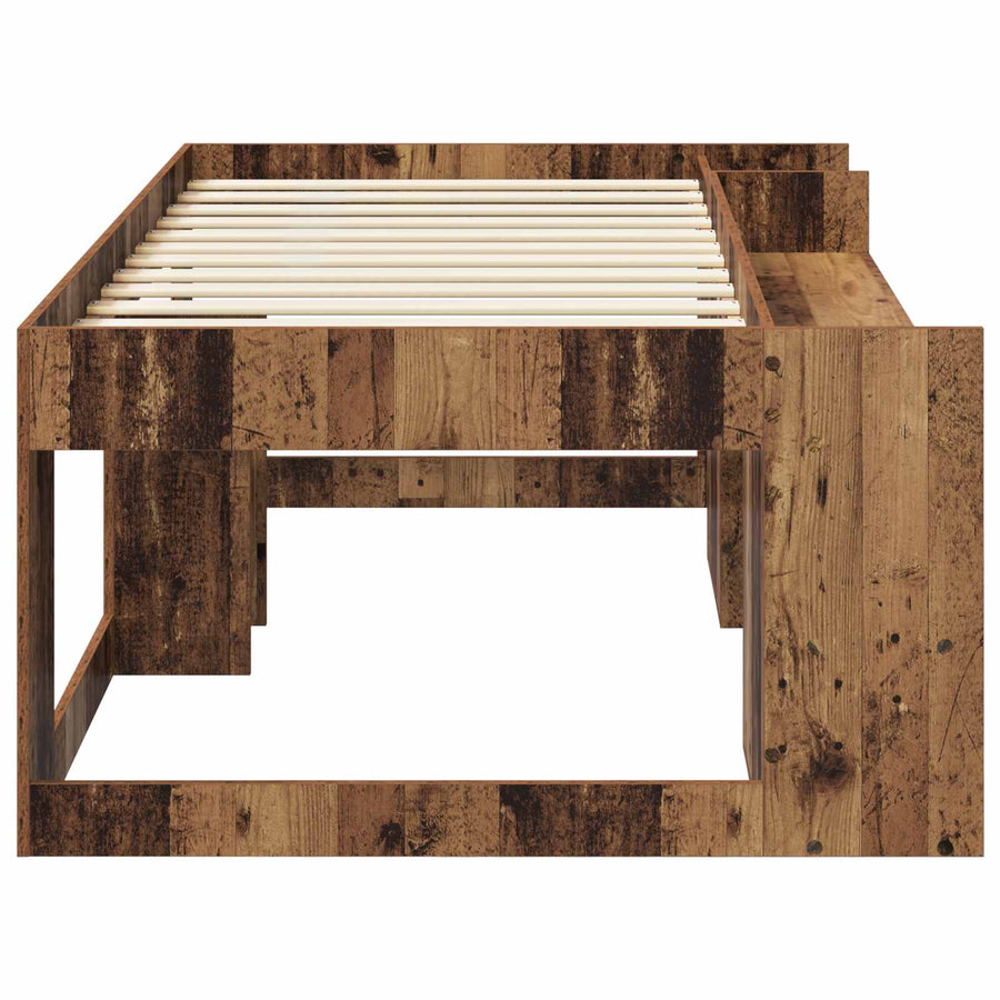 Jeugd bedframe met opbergruimte Oud hout 80 x 200 cm