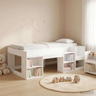 Jeugd bedframe 90x200 cm wit bewerkt hout met opbergruimte