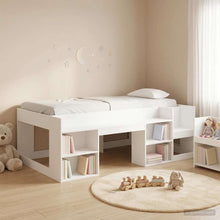 Jeugd bedframe met opbergruimte Wit 90 x 200 cm Bewerkt hout