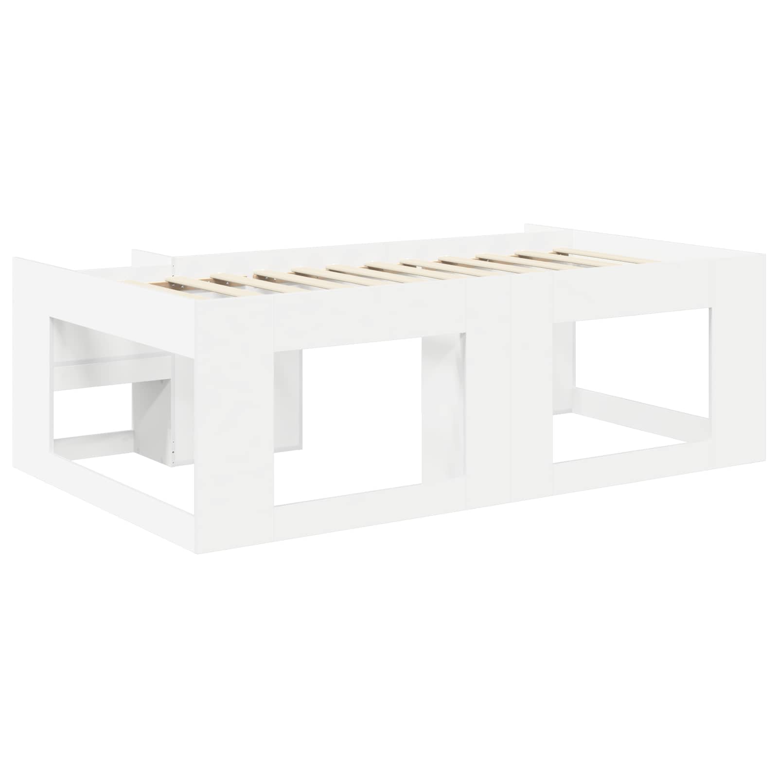 Jeugd bedframe met opbergruimte Wit 90 x 200 cm Bewerkt hout