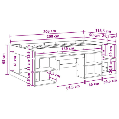Jeugd bedframe met opbergruimte Wit 90 x 200 cm Bewerkt hout