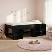 Jeugd bedframe 90x200 cm zwart eiken met opbergruimte