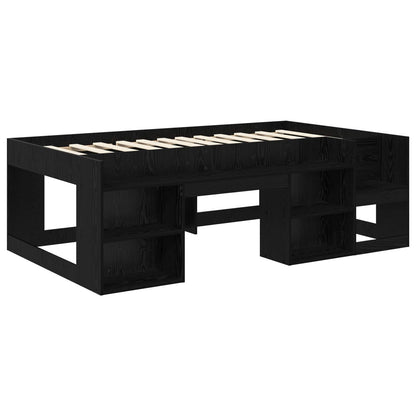Jeugd bedframe met opbergruimte Zwart eiken 90 x 200 cm