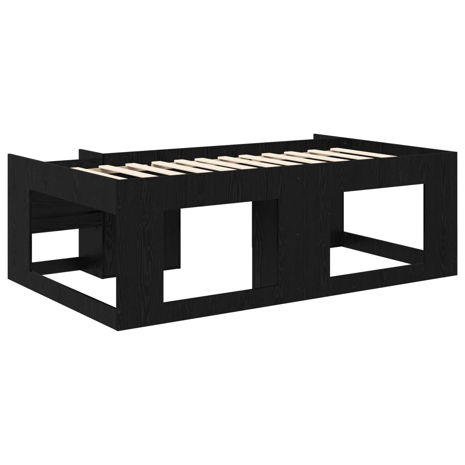 Jeugd bedframe met opbergruimte Zwart eiken 90 x 200 cm