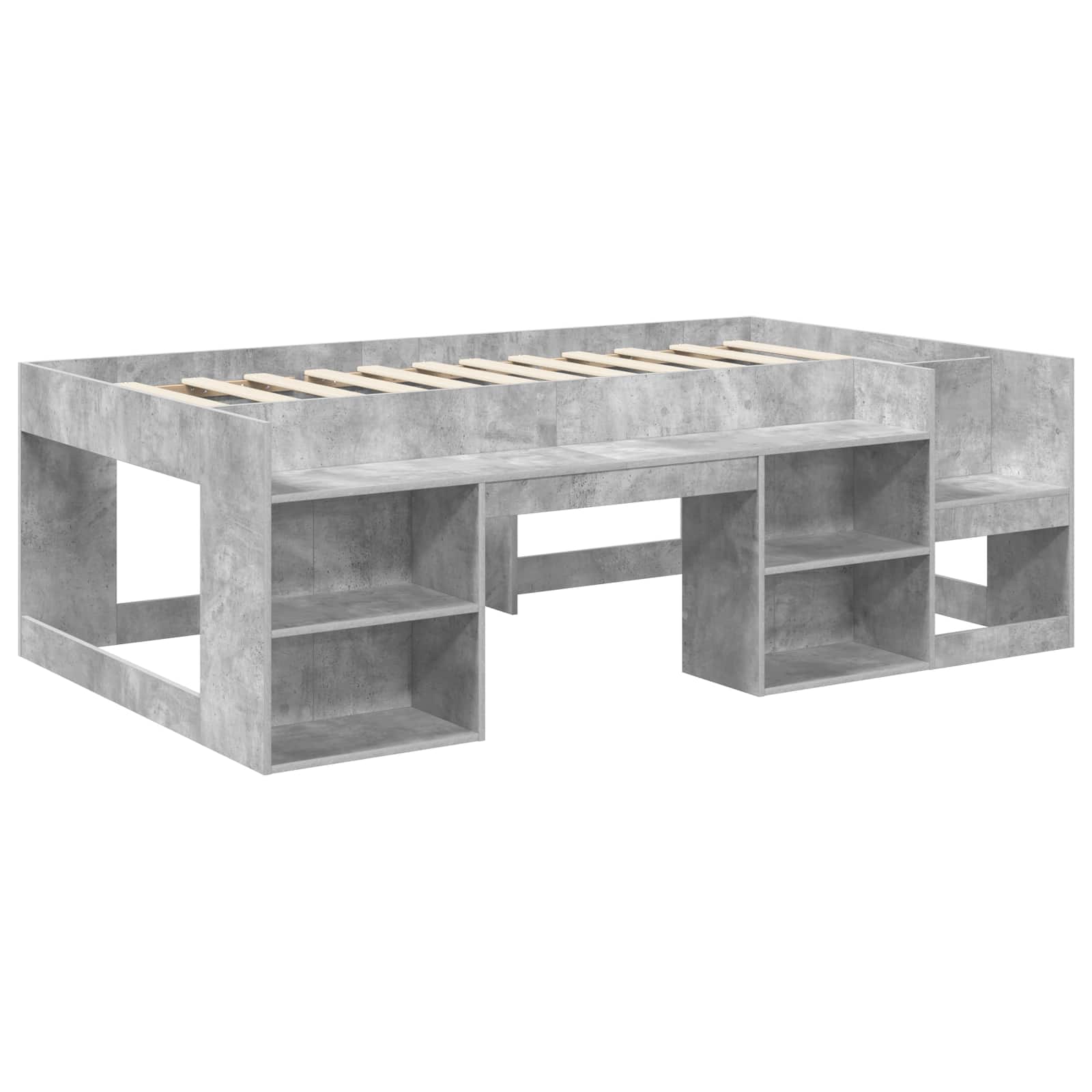 Jeugd bedframe met opbergruimte Betongrijs 90 x 200 cm