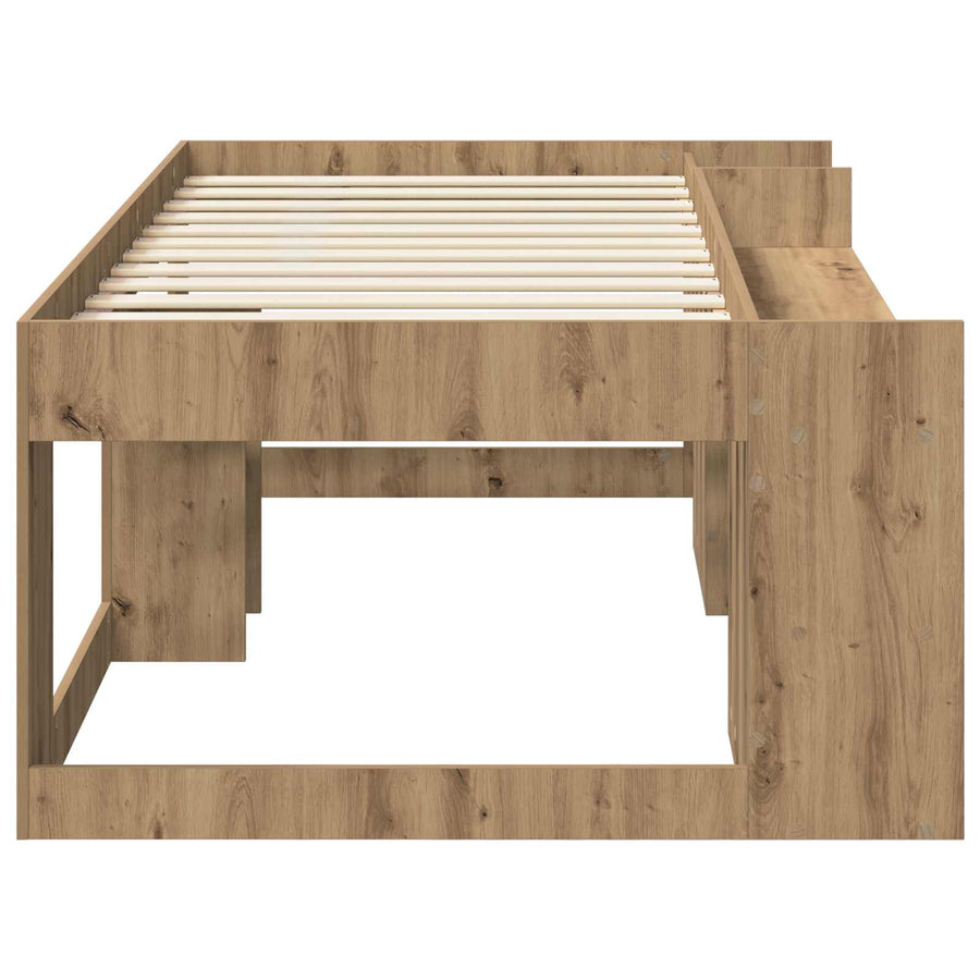 Jeugd bedframe met opbergruimte Artisanaal eiken 90 x 200 cm