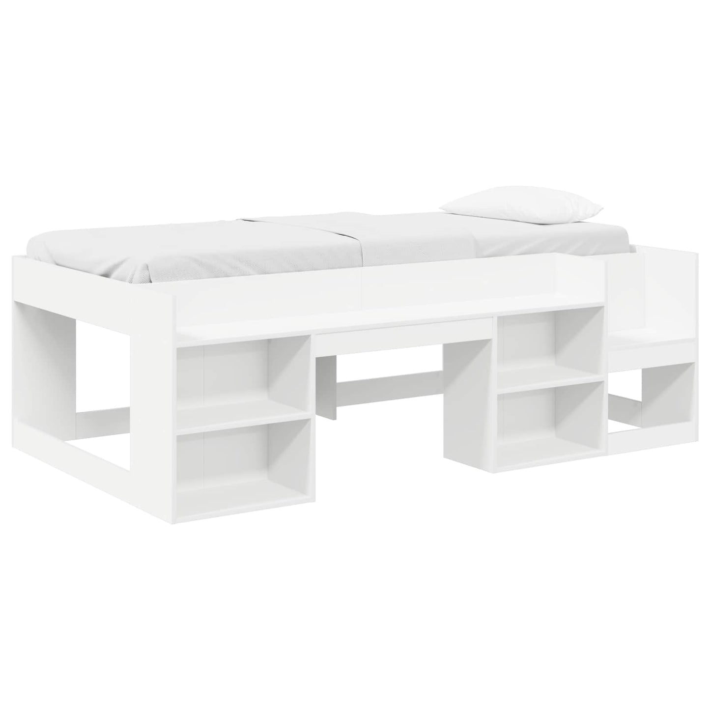Jeugd bedframe met opbergruimte Wit 98.5 x 200 cm Bewerkt hout