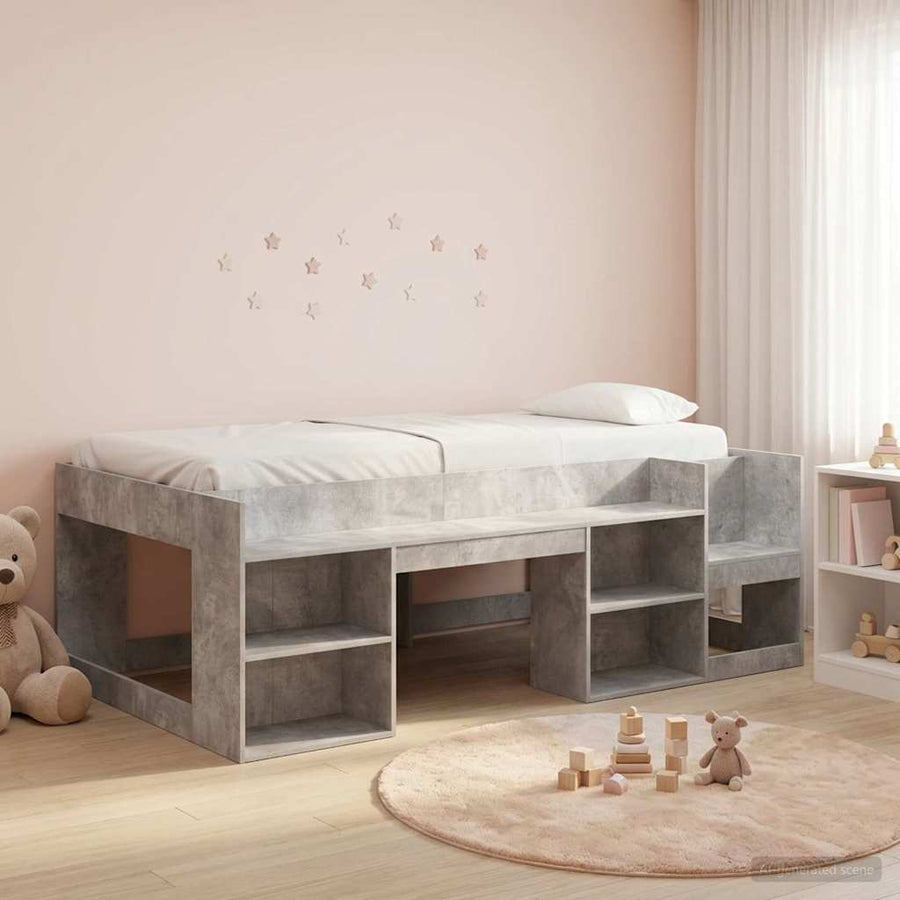 Jeugd bedframe met opbergruimte Betongrijs 98.5 x 200 cm