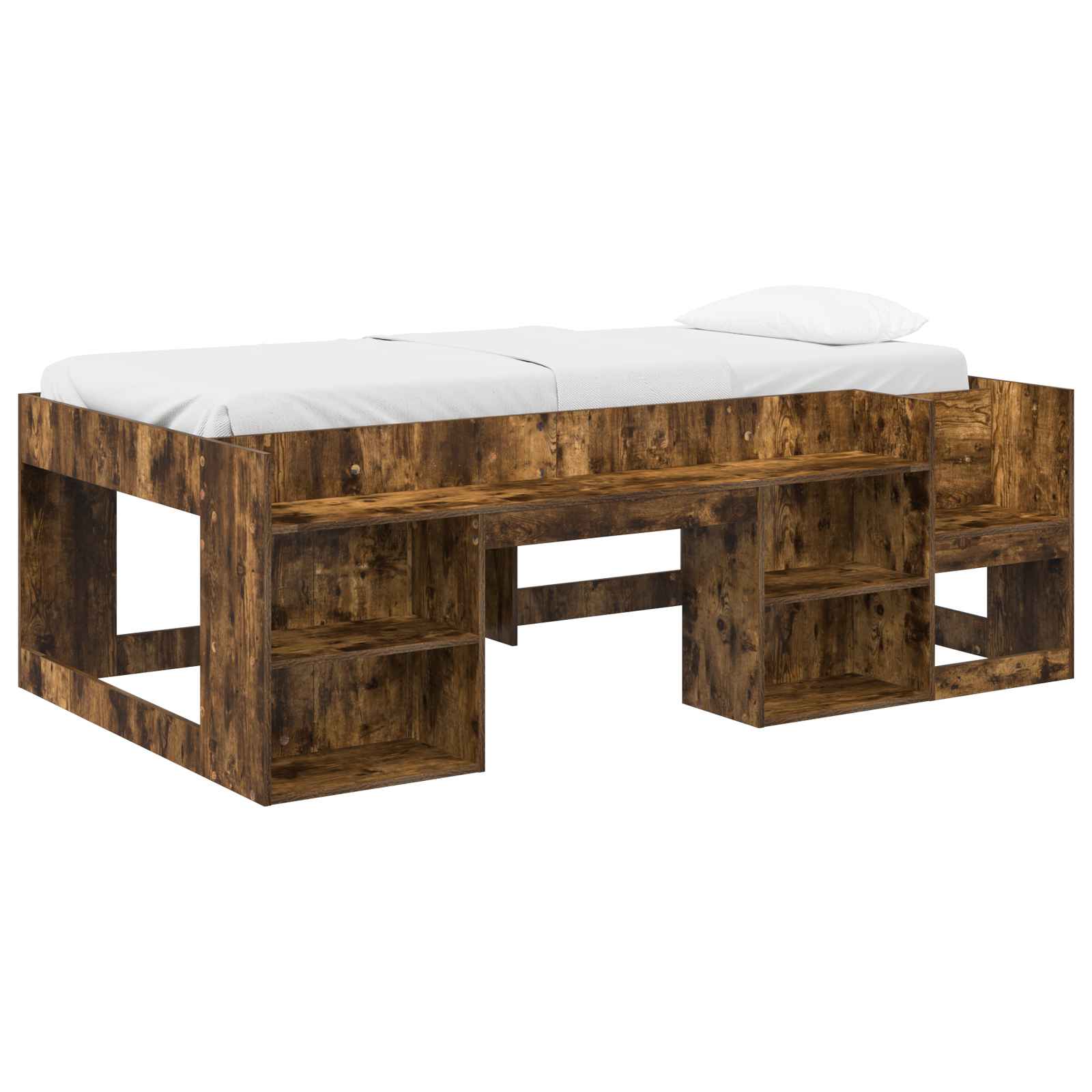 Jeugd bedframe met opbergruimte Gerookt eiken 98.5 x 200 cm