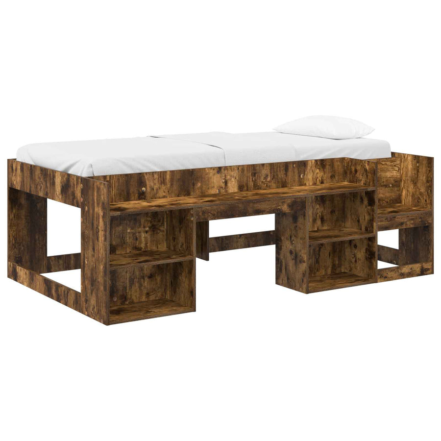 Jeugd bedframe met opbergruimte Gerookt eiken 98.5 x 200 cm
