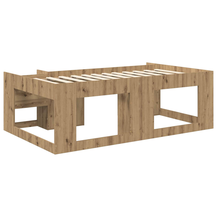 Jeugd bedframe met opbergruimte Artisanaal eiken 98.5 x 200 cm