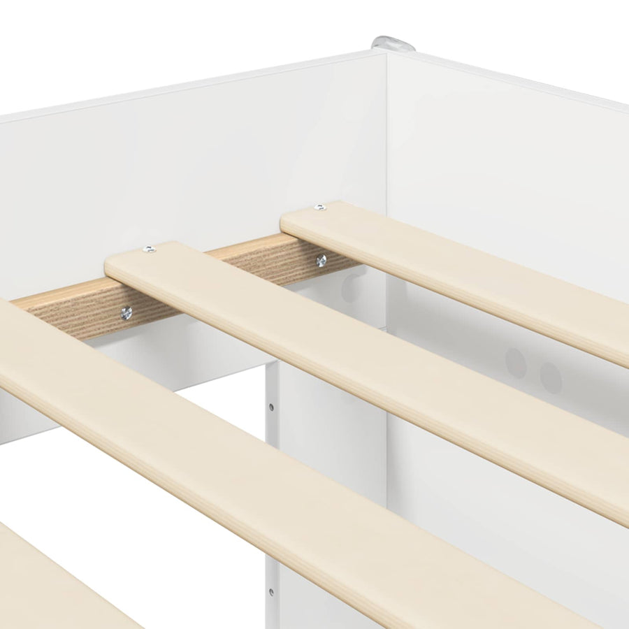 Jeugd bedframe met opbergruimte Wit 80 x 160 cm Bewerkt hout