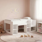 Bedframe 80x160 cm wit bewerkt hout met opbergruimte