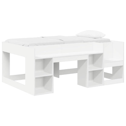 Jeugd bedframe met opbergruimte Wit 80 x 160 cm Bewerkt hout