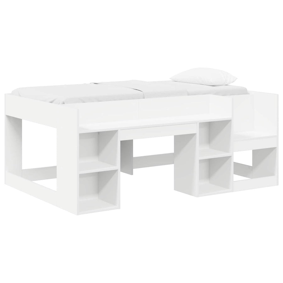 Jeugd bedframe met opbergruimte Wit 80 x 160 cm Bewerkt hout