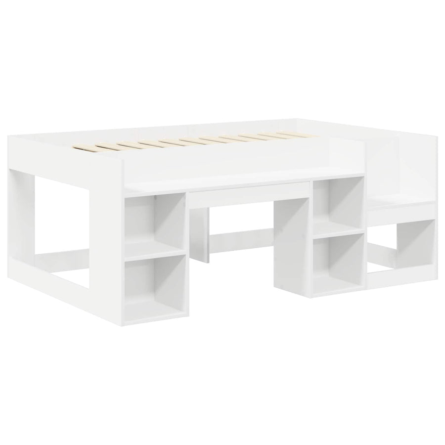 Jeugd bedframe met opbergruimte Wit 80 x 160 cm Bewerkt hout