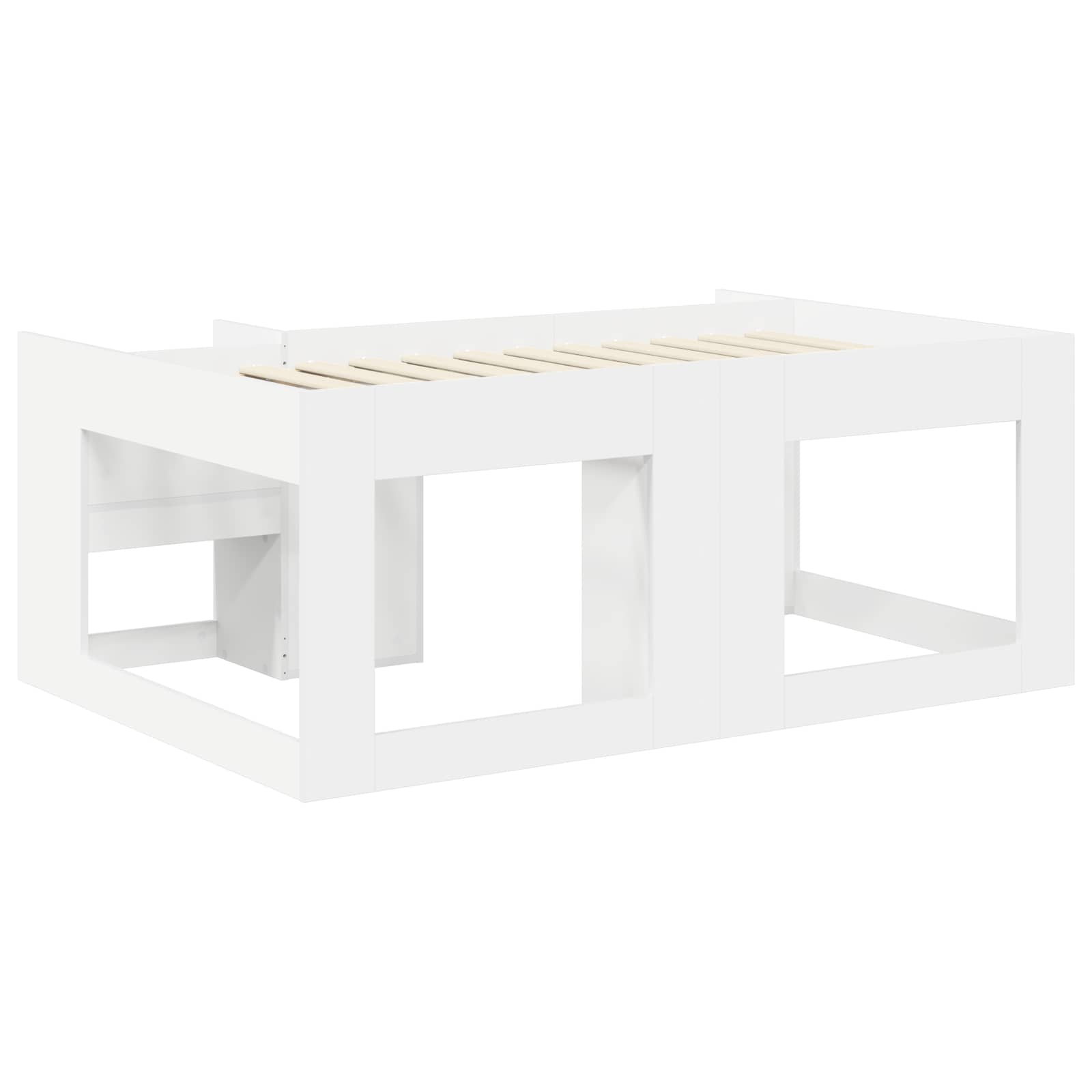 Jeugd bedframe met opbergruimte Wit 80 x 160 cm Bewerkt hout