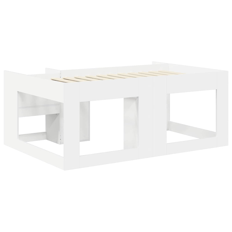 Jeugd bedframe met opbergruimte Wit 80 x 160 cm Bewerkt hout