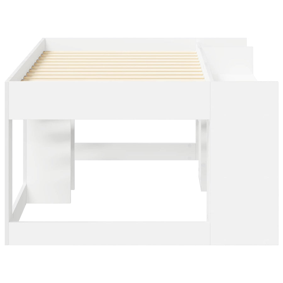 Jeugd bedframe met opbergruimte Wit 80 x 160 cm Bewerkt hout