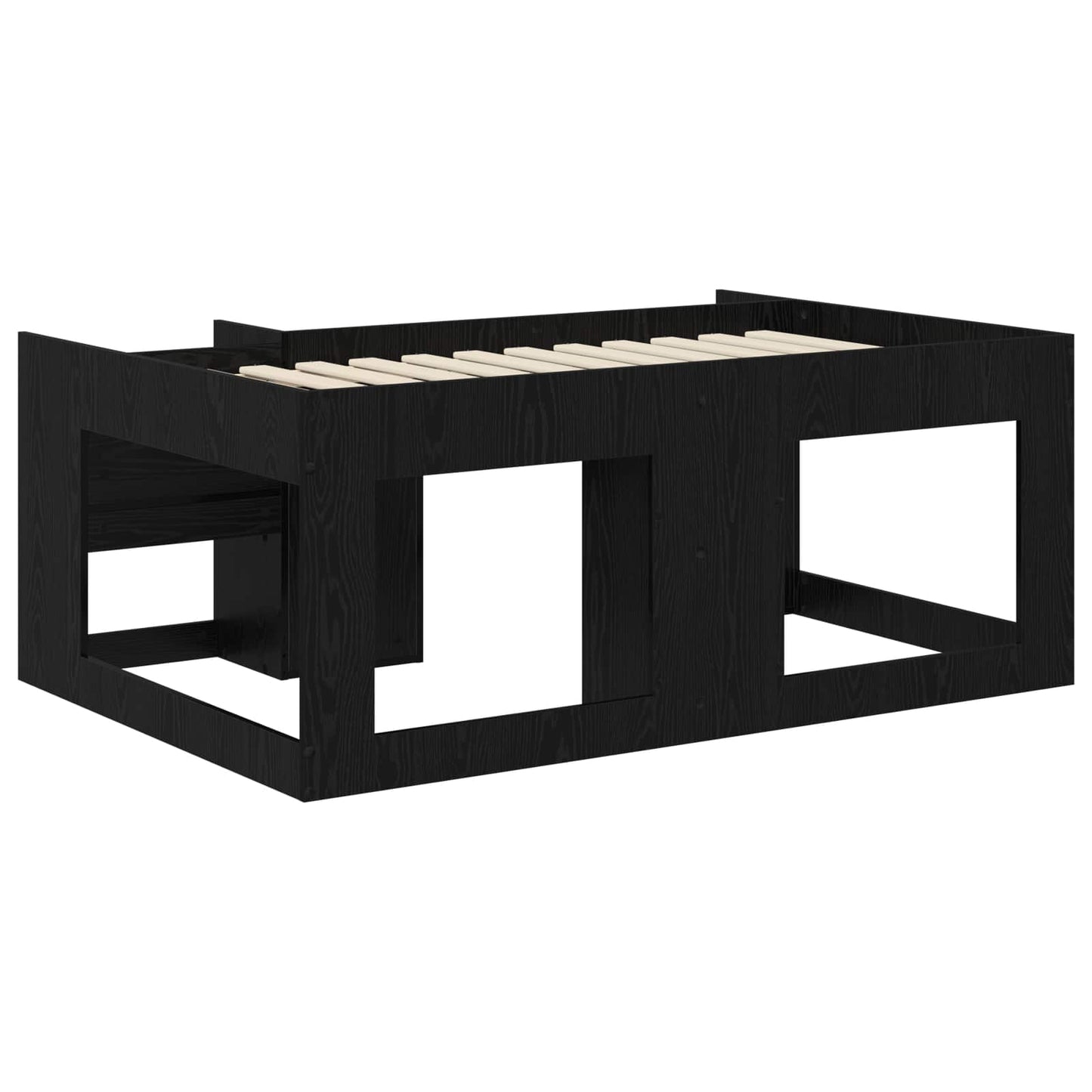 Jeugd bedframe met opbergruimte Zwart eiken 80 x 160 cm
