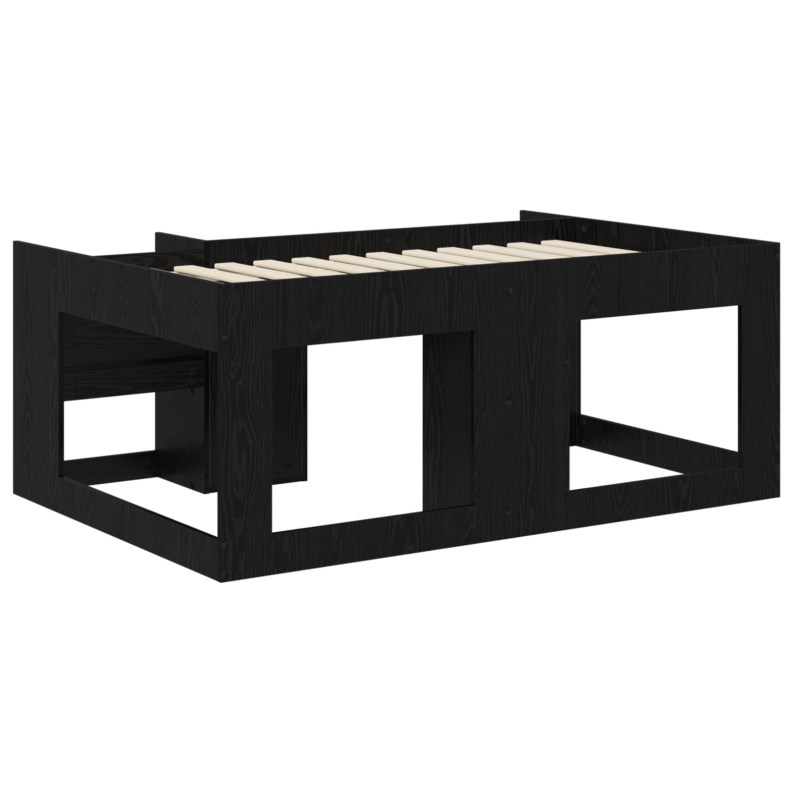 Jeugd bedframe met opbergruimte Zwart eiken 80 x 160 cm