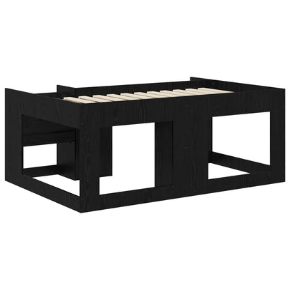 Jeugd bedframe met opbergruimte Zwart eiken 80 x 160 cm