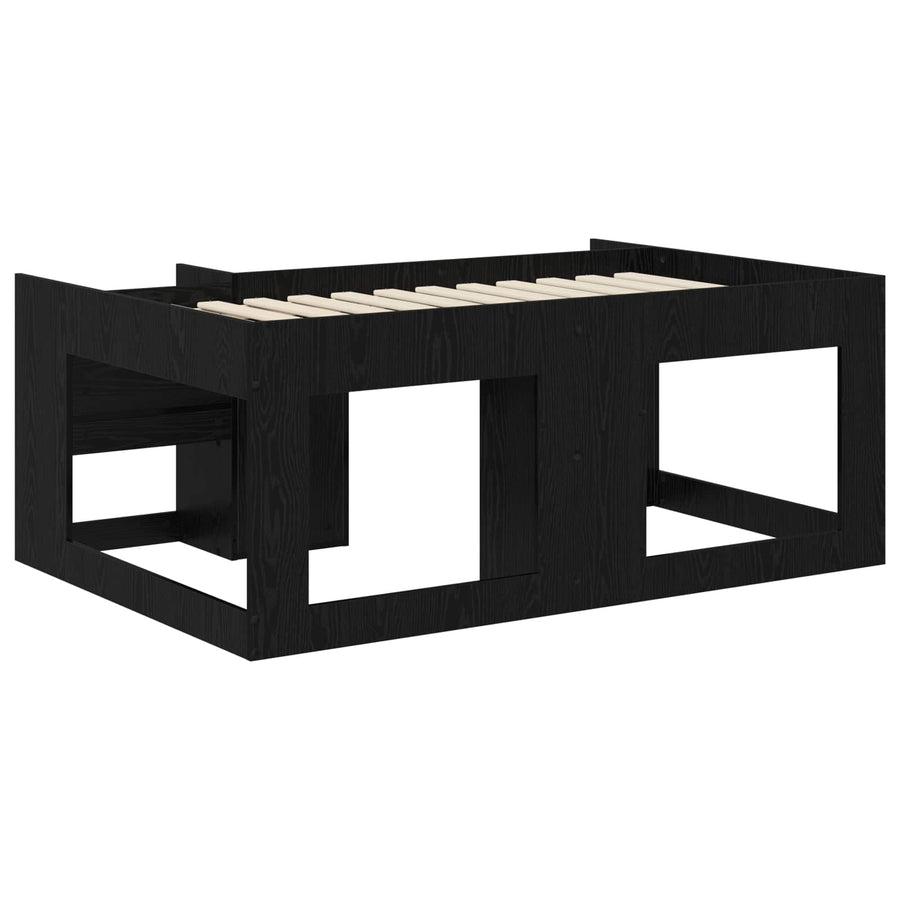 Jeugd bedframe met opbergruimte Zwart eiken 80 x 160 cm