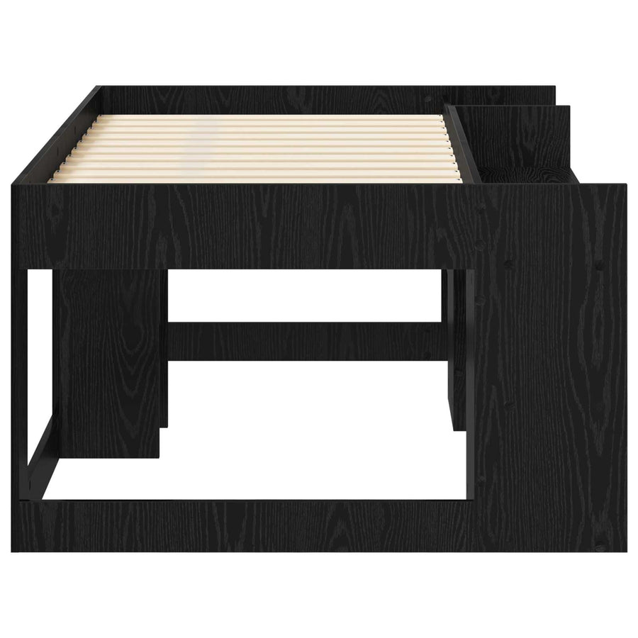 Jeugd bedframe met opbergruimte Zwart eiken 80 x 160 cm