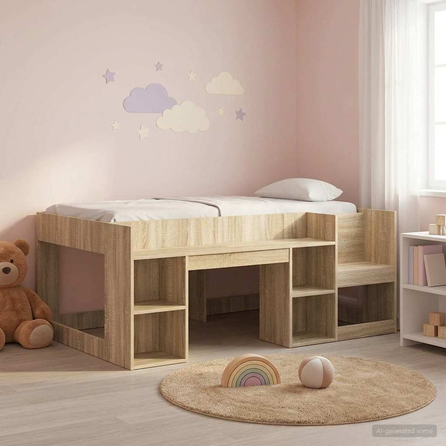 Jeugd bedframe met opbergruimte Sonoma Eiken 80 x 160 cm
